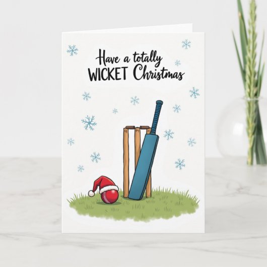 Frohe Wicket Cricket Weihnachtskarte Karte (Vorderseite)