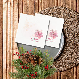 Frohe Winter Pink Schneeflocke Poinsettia Serviette