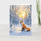 Frohe Wintersonnenwende | Fuchs im Schnee Karte (Vorderseite)