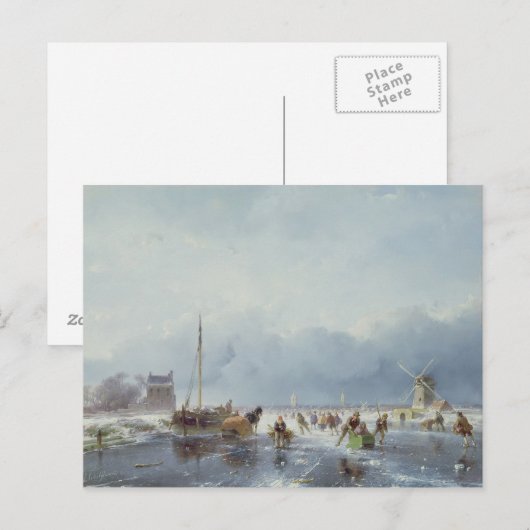 Frohe Winterszene Postkarte (Vorne/Hinten)