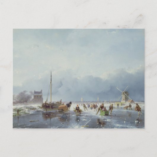 Frohe Winterszene Postkarte (Vorderseite)