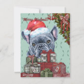 Frohe Wölfe! Bulldog-Weihnachtsmannmütze Mitteilungskarte (Vorderseite)