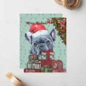 Frohe Wölfe! Bulldog-Weihnachtsmannmütze Mitteilungskarte (Vorderseite/Rückseite Beispiel)