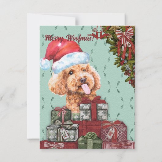 Frohe Wölfe! Funny Poodle Weihnachtsmannmütze Weih Mitteilungskarte (Vorderseite)