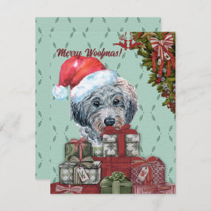 Frohe Wölfe! Poodle Weihnachtsmannmütze Weihnachts Mitteilungskarte