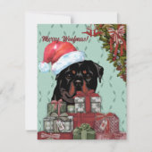 Frohe Wölfe! Rottweiler Weihnachtsmannmütze Weihna Mitteilungskarte (Vorderseite)