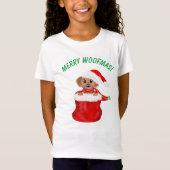 Frohe Wölfe! Welpenhund in Santa Bag T-Shirt (Vorderseite)