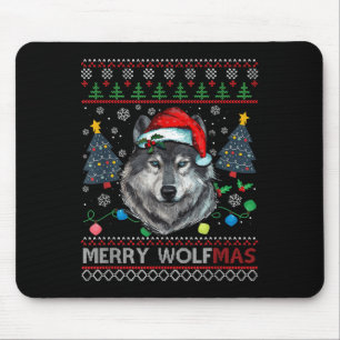Frohe Wolfmas Frohe Weihnachten Wolf hässlicher Sw Mousepad