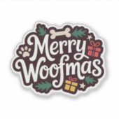 Frohe Woofmas - Cozy-Hund Weihnachten Aufkleber (Vorderseite)