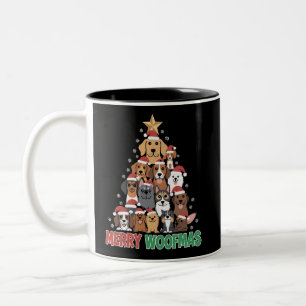 Frohe Woofmas Frohe Weihnachten Hunde Liebhaber  Zweifarbige Tasse