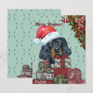 Frohe Woofmas! Gordon Setter Weihnachtsmann-Mütze Mitteilungskarte