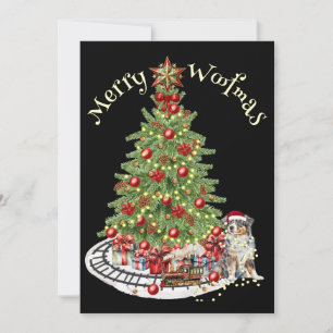 Frohe Woofmas Hunde-Design - Australian Shepherd Feiertagskarte