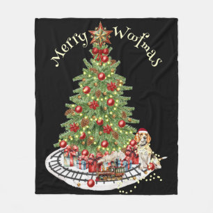 Frohe Woofmas Hunde-Design - Beagle Fleecedecke