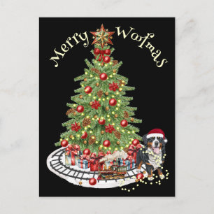 Frohe Woofmas Hunde-Design - Berner Sennenhund Postkarte