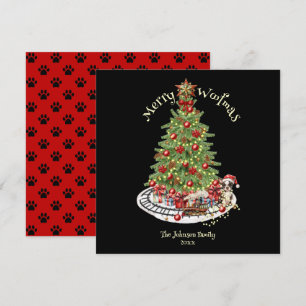 Frohe Woofmas Hunde-Design - Boston Terrier Feiertagskarte