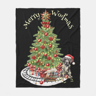 Frohe Woofmas Hunde Design - Deutsche Dogge Fleecedecke
