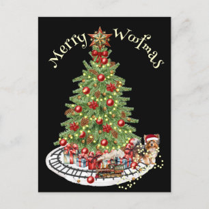 Frohe Woofmas-Hunde-Design - Yorkie Postkarte