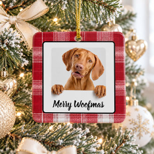 Frohe Woofmas Individueller Hunde-Foto-Christmas-S Keramikornament