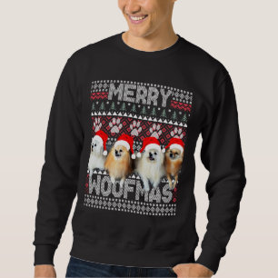 Frohe Woofmas Niedlicher Spitz und Havanese mit SA Sweatshirt