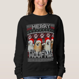 Frohe Woofmas Niedlicher Spitz und Havanese mit SA Sweatshirt
