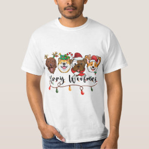 Frohe Woofmas-Typografie-T-Shirt T-Shirt