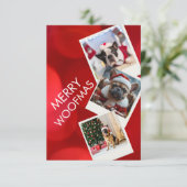 Frohe Wuffmas Mehrfach-Foto-Hunde-Weihnachtskarte Einladung (Stehend Vorderseite)