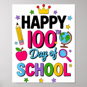Frohen 100. Schultag 100 Tage schlauer Lehrer Poster