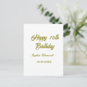 Frohen 10. Geburtstag Name Datum golden einfache M Postkarte (Stehend Vorderseite)