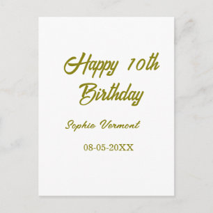 Frohen 10. Geburtstag Name Datum golden einfache M Postkarte