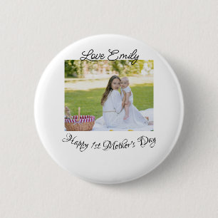 Frohen 1. Muttertag, Liebe Foto Name Kalligrafie Button