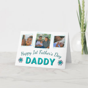 Frohen 1. Vatertag Daddy 3 Foto Blumen Karte