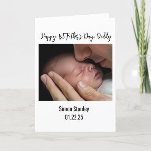 Frohen 1. Vatertag Daddy Papa Baby-Foto Feiertagskarte