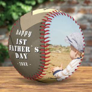 Frohen 1. Vatertag Vintage 2 Foto Collage  Baseball