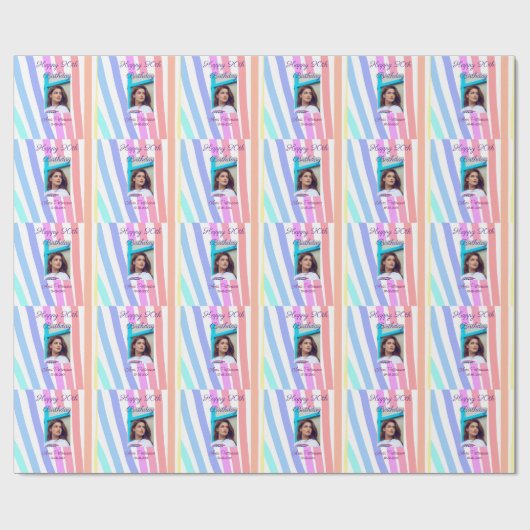 Frohen 20. Geburtstag Regenbogen rustikale Boho-Li Geschenkpapier (Flach)