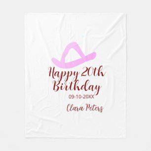 Frohen 20. Geburtstag rosa Cowboy Mädchen Name Dat Fleecedecke
