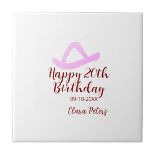 Frohen 20. Geburtstag rosa Cowboy Mädchen Name Dat Fliese