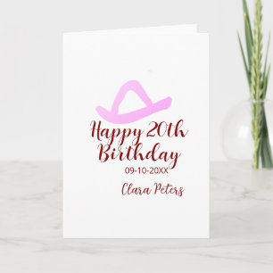 Frohen 20. Geburtstag rosa Cowboy Mädchen Name Dat Karte