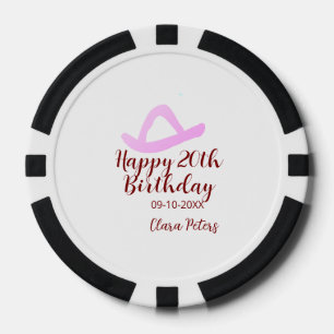 Frohen 20. Geburtstag rosa Cowboy Mädchen Name Dat Pokerchips