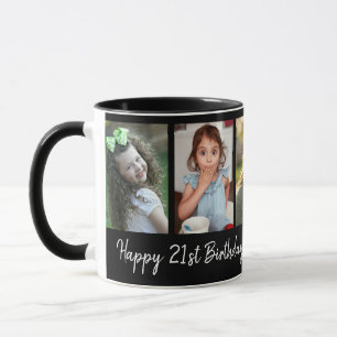 Frohen 21. Geburtstag 5 Foto-Collage Schwarz Tasse