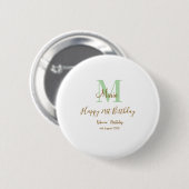 Frohen 21. Geburtstag grün Name Monogramm braun Button (Vorne & Hinten)