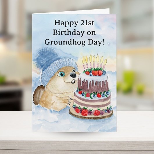 Frohen 21. Murmeltiertag-Geburtstag Karte
