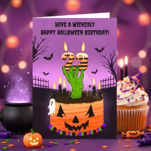Frohen 23. Halloween-Geburtstag Gruseliger Kuchen Karte