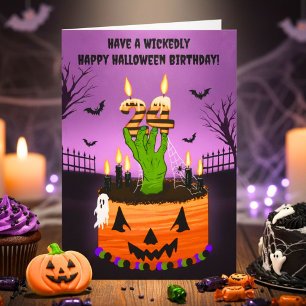 Frohen 24. Halloween-Geburtstag Gruselkuchen Karte