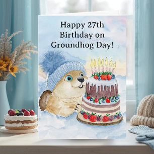  Frohen 27. Groundhog Day Geburtstag  Karte