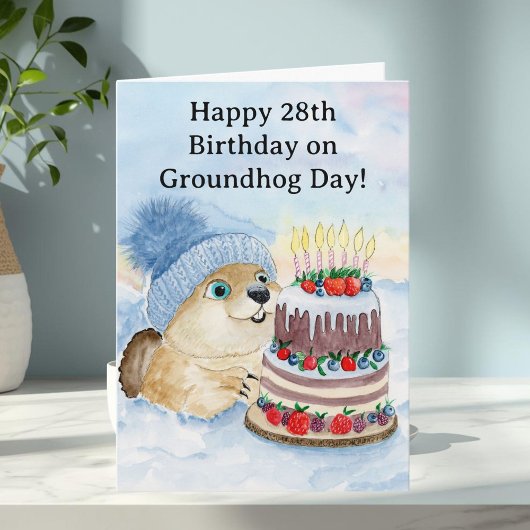Frohen 28. Murmeltiertag-Geburtstag Karte