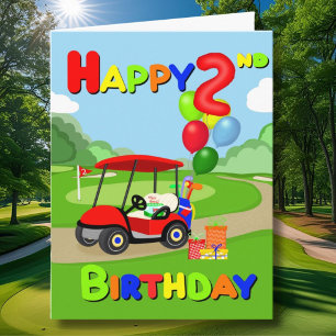 Frohen 2. Geburtstag Red Boys Golf Karte