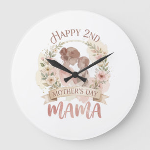 Frohen 2. Muttertag Mama für Männer Frauen Kinder Große Wanduhr