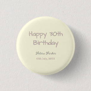 frohen 30. Geburtstag pink gelb grau pastell name Button