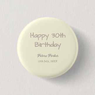 frohen 30. Geburtstag pink gelb grau pastell name Button