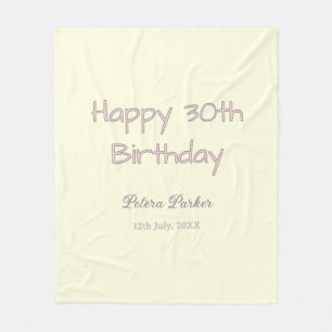frohen 30. Geburtstag pink gelb grau pastell name Fleecedecke